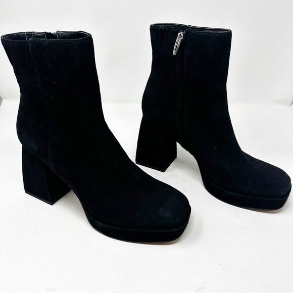 Dolce Vita Black Suede Platform Gracie Boot Zip Size 8.5 - Picture 1 of 9